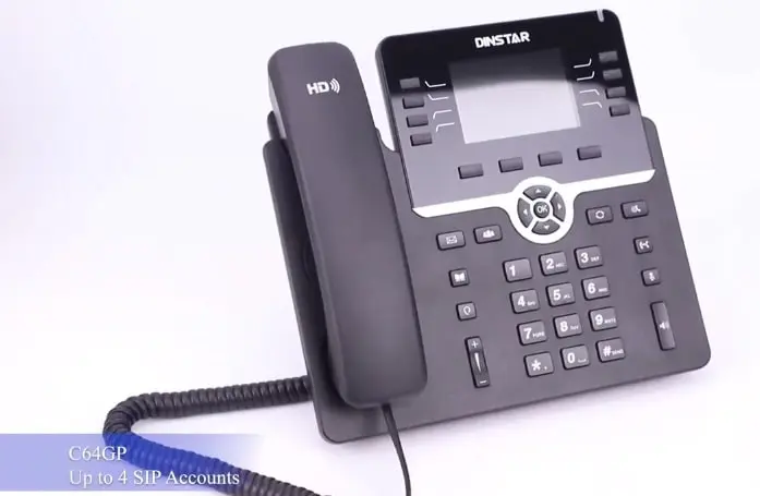 Dinstar C64 Series IP Phone dengan layar warna 3.5 inci, 16 akun SIP, dan 40 line keys