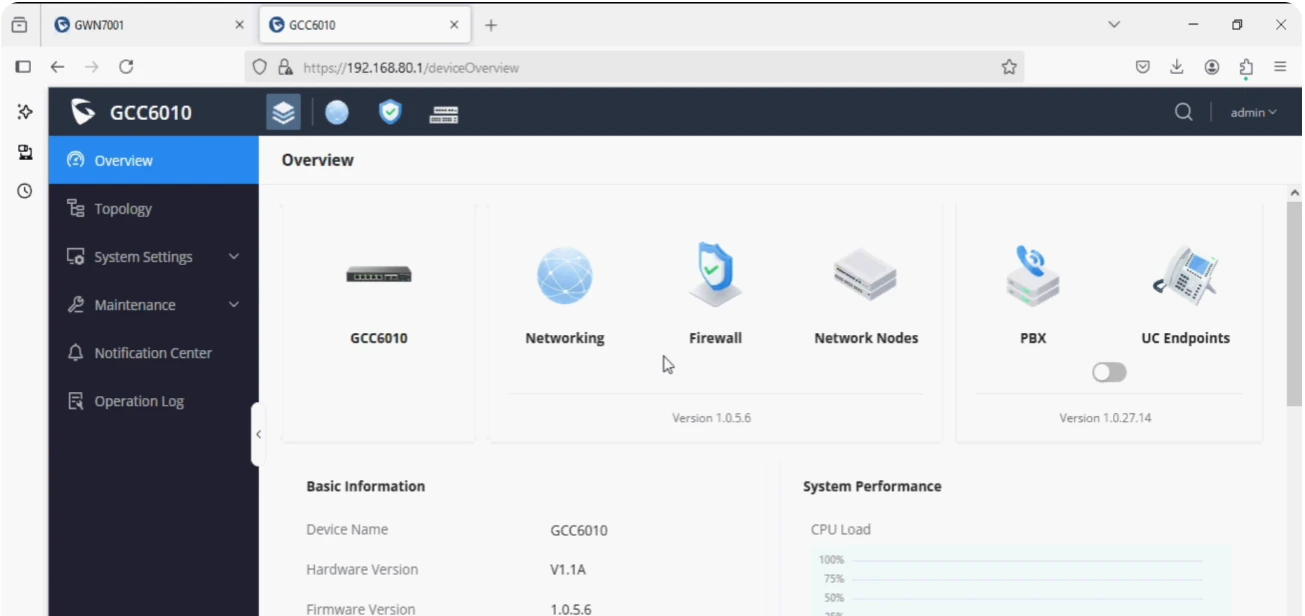 Antarmuka sistem telepon IP PBX Grandstream GCC6000 Series