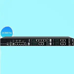 Dinstar UC350 Series IP PBX rack 1U modular dengan board hot-swap dan dukungan E1/T1